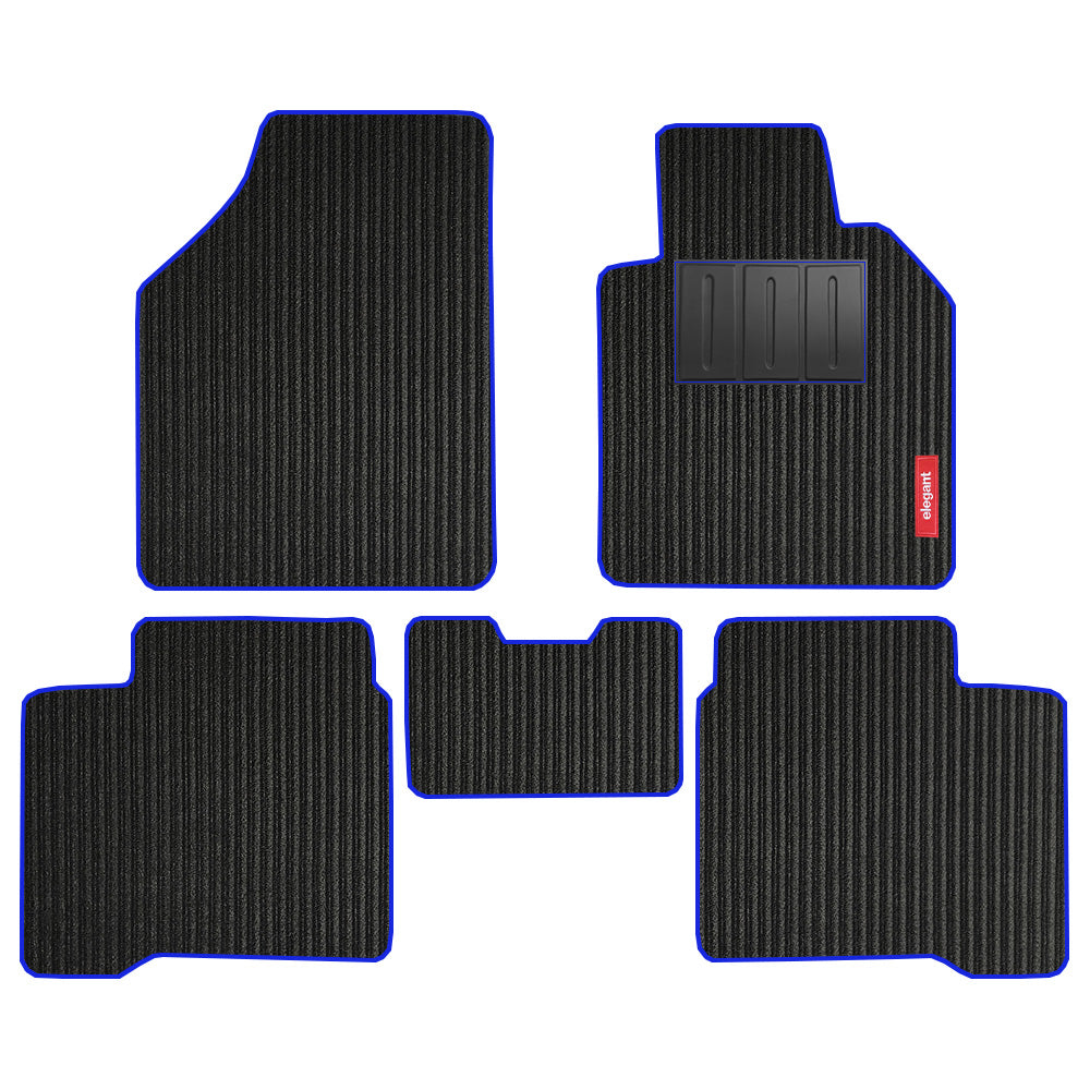 Cord Carpet Car Floor Mat For Maruti Baleno - Black Blue | Elegant Auto Retail