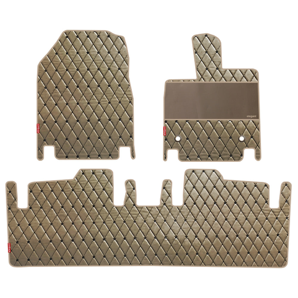 Luxury Leatherette Car Floor Mat For Mahindra BE 6 - Beige Black | Elegant Auto Retail