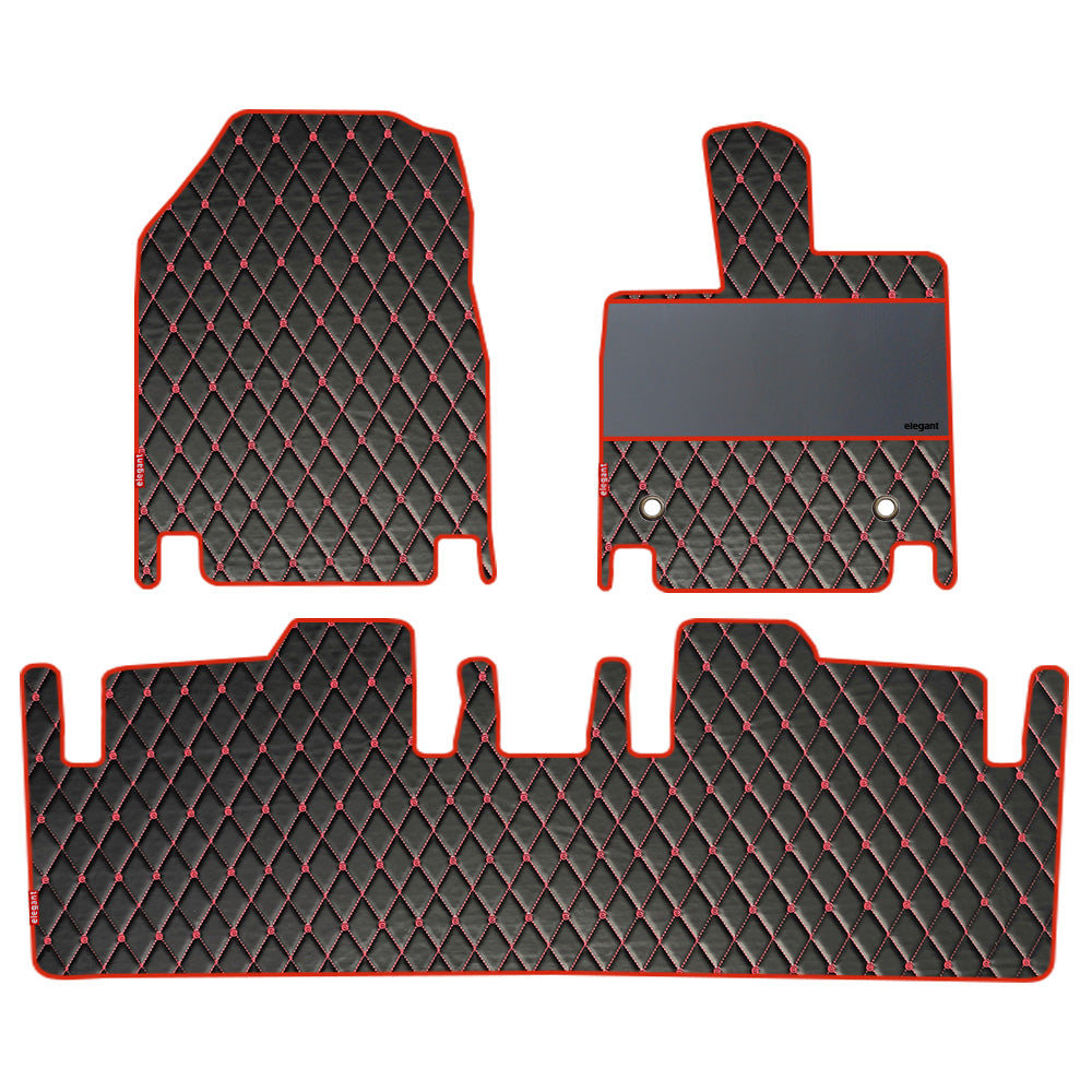 Luxury Leatherette Car Floor Mat For Mahindra BE 6 - Black Red | Elegant Auto Retail