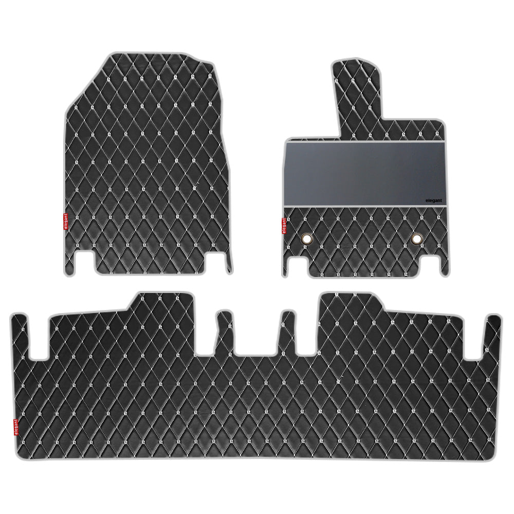 Luxury Leatherette Car Floor Mat For Mahindra BE 6 - Black White | Elegant Auto Retail
