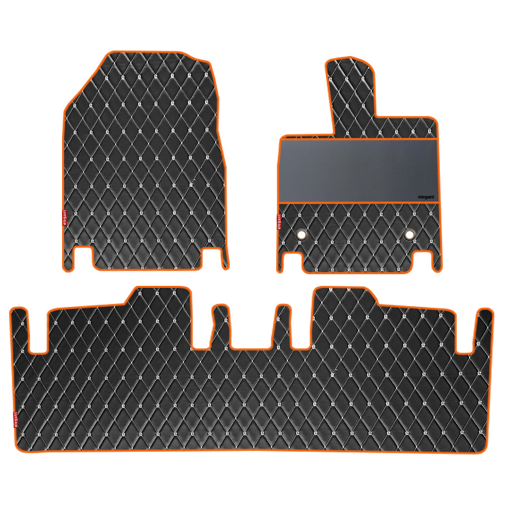 Luxury Leatherette Car Floor Mat For Mahindra BE 6 - Black Orange | Elegant Auto Retail