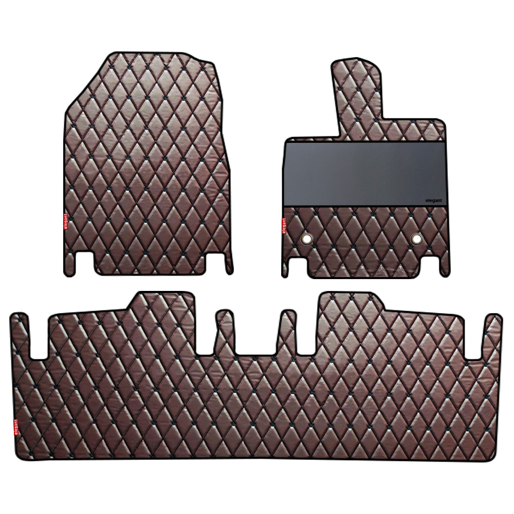 Luxury Leatherette Car Floor Mat For Mahindra BE 6 - Brown Black | Elegant Auto Retail
