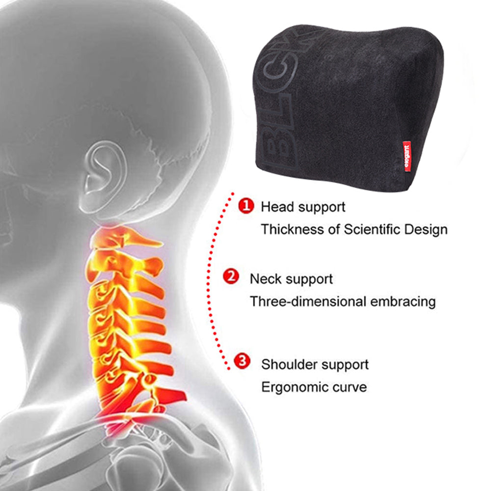 BLCK Memory Foam D-Shape Neck Support Pillow Features - Set of 2 (In Black)