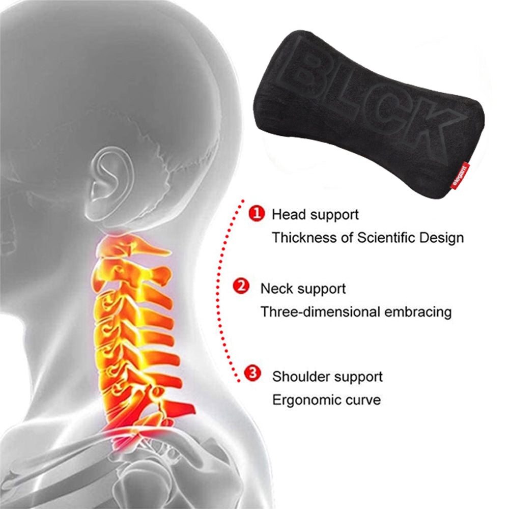 BLCK Memory Foam Slim Neck Support Pillow Set of 2 - In Black | Elegant Auto Retail