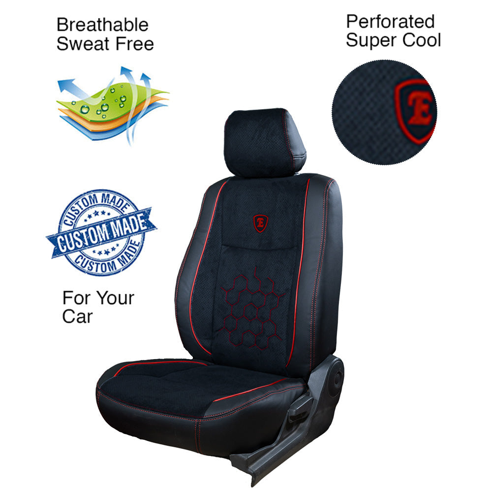 Icee Perforated Fabric Car Seat Cover For Toyota Altis - Black Red | Elegant Auto Retail