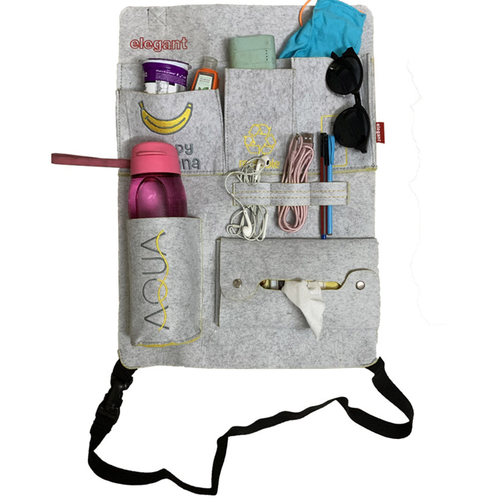 Blaze Car Back Seat Organizer Grey & Yellow | Elegant Auto Retail