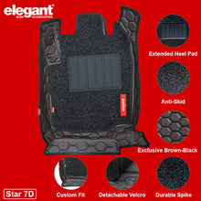 Star 7D Car Floor Mats For Maruti Grand Vitara - Brown Black | Elegant Auto Retail