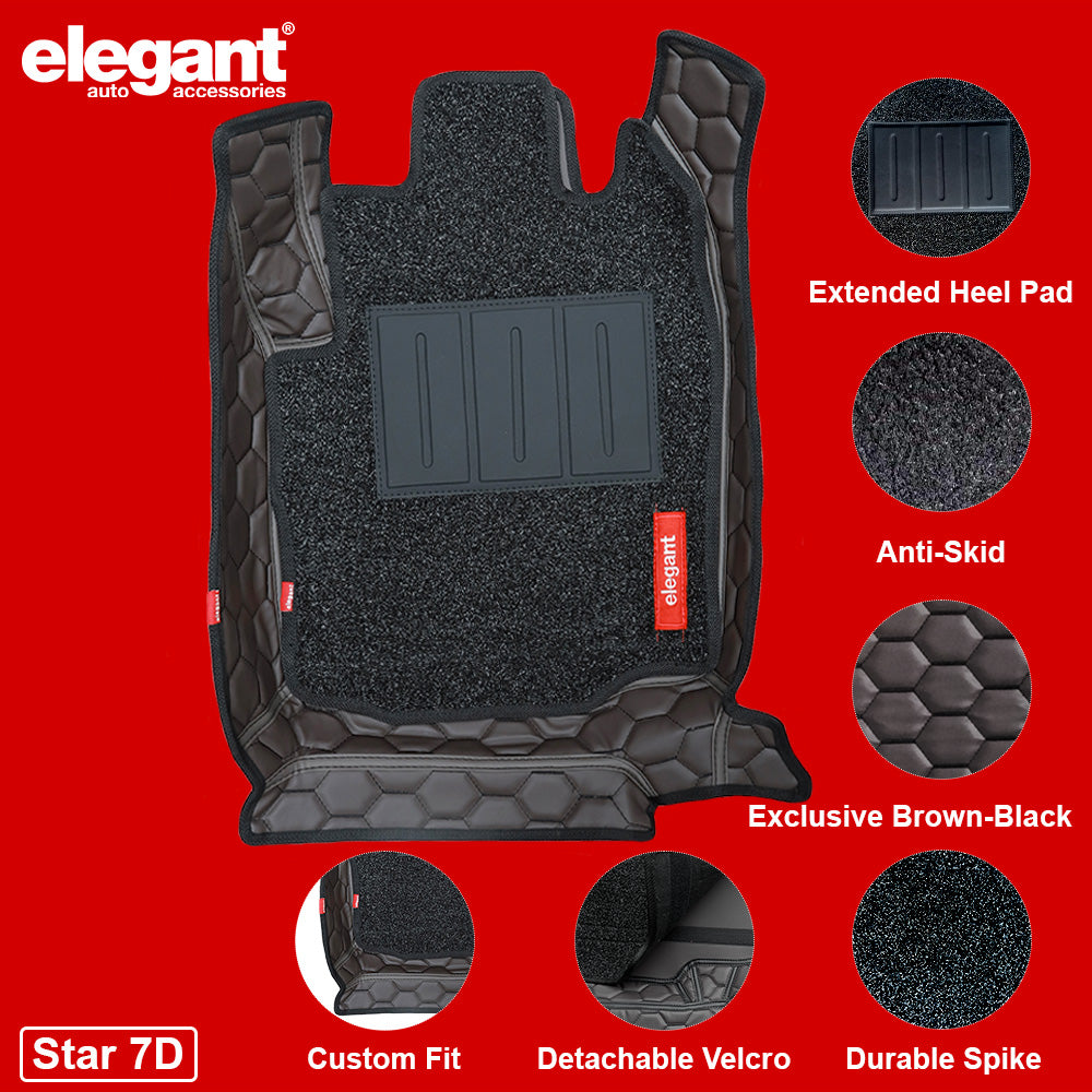 Star 7D Car Floor Mats For Toyota Vellfire - Brown Black | Elegant Auto Retail