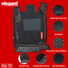 Star 7D Car Floor Mats For Maruti Grand Vitara - Brown Black | Elegant Auto Retail
