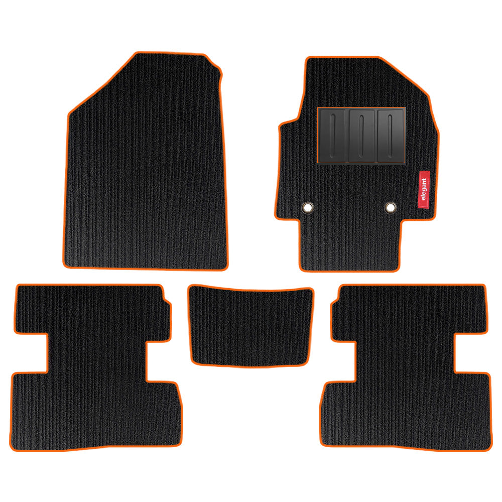 Cord Carpet Car Floor Mat For Hyundai Creta - Black Orange | Elegant Auto Retail