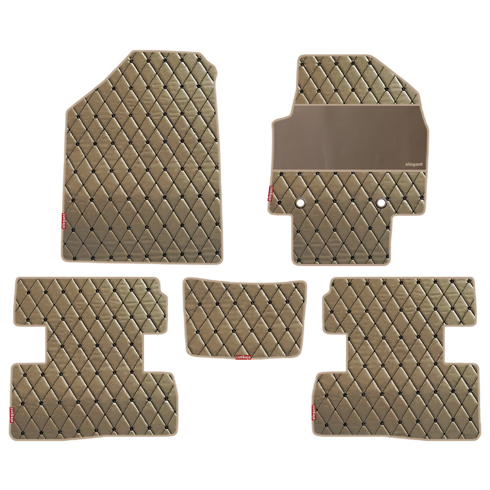 Luxury Leatherette Car Floor Mat For Hyundai Creta - Beige Black | Elegant Auto Retail