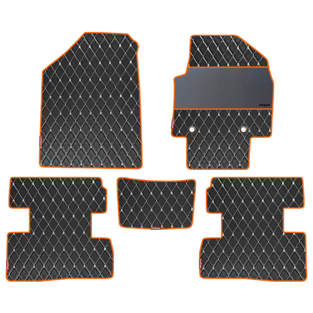 Luxury Leatherette Car Floor Mat For Hyundai Creta - Black Orange | Elegant Auto Retail