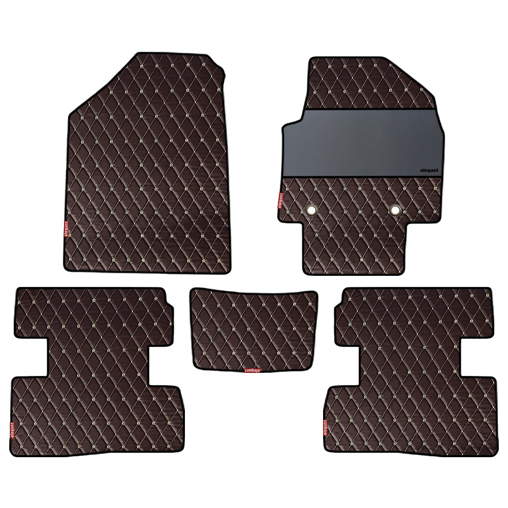 Luxury Leatherette Car Floor Mat For Hyundai Creta - Brown Beige | Elegant Auto Retail