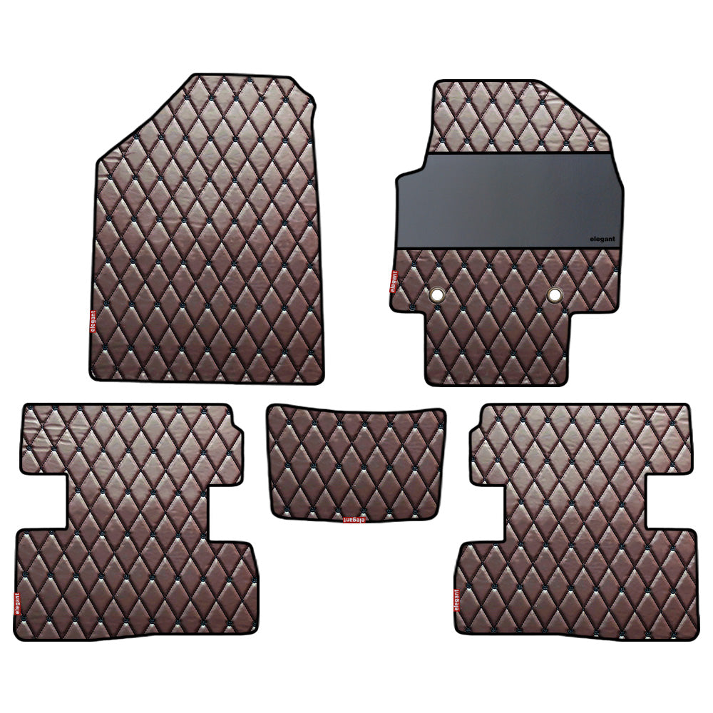 Luxury Leatherette Car Floor Mat For Hyundai Creta - Brown Black | Elegant Auto Retail