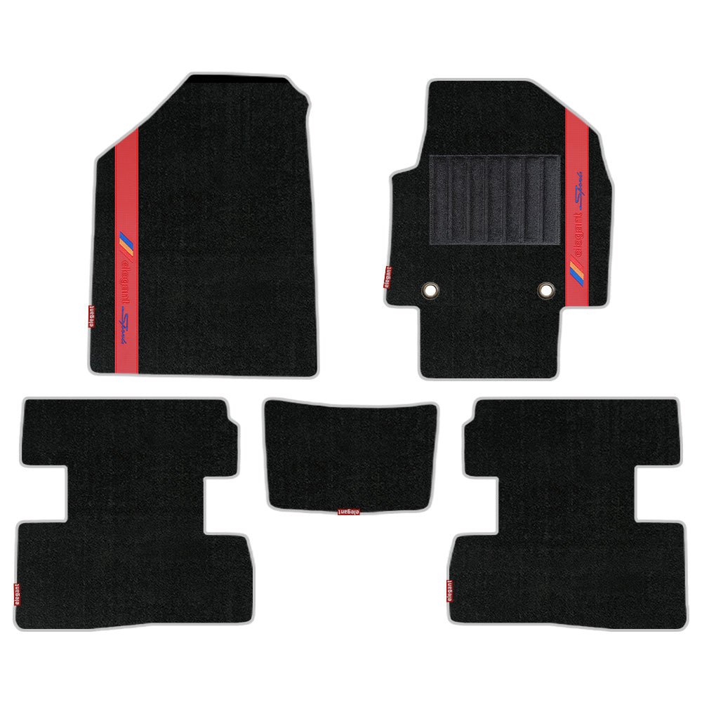 Sports Carpet Car Floor Mat For Hyundai Creta - Black Red | Elegant Auto Retail