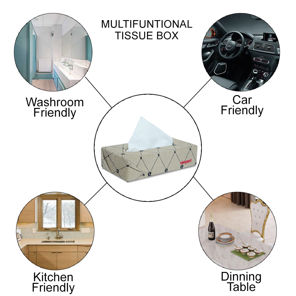 Fabric Tissue Box Beige E Design CU01 | Elegant Auto Retail