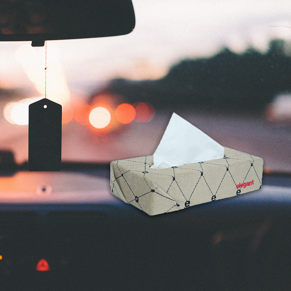 Fabric Tissue Box Beige E Design CU01 | Elegant Auto Retail