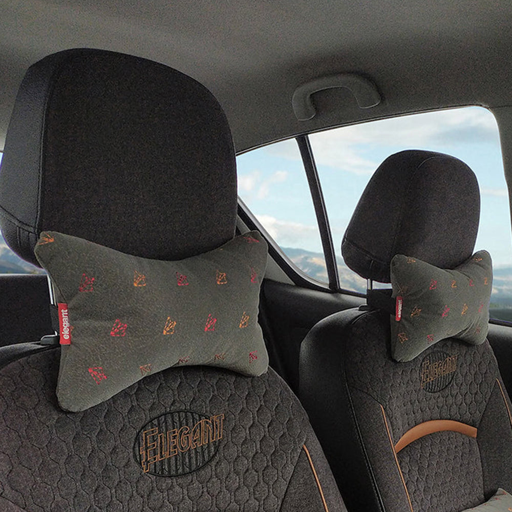 Elegant Comfy Car Neck Rest Pillow Fly Design Set in Black | Elegant Auto Retail