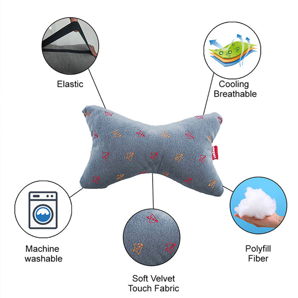 Elegant Comfy Car Neck Rest Pillow Fly Design Set in Grey | Elegant Auto Retail