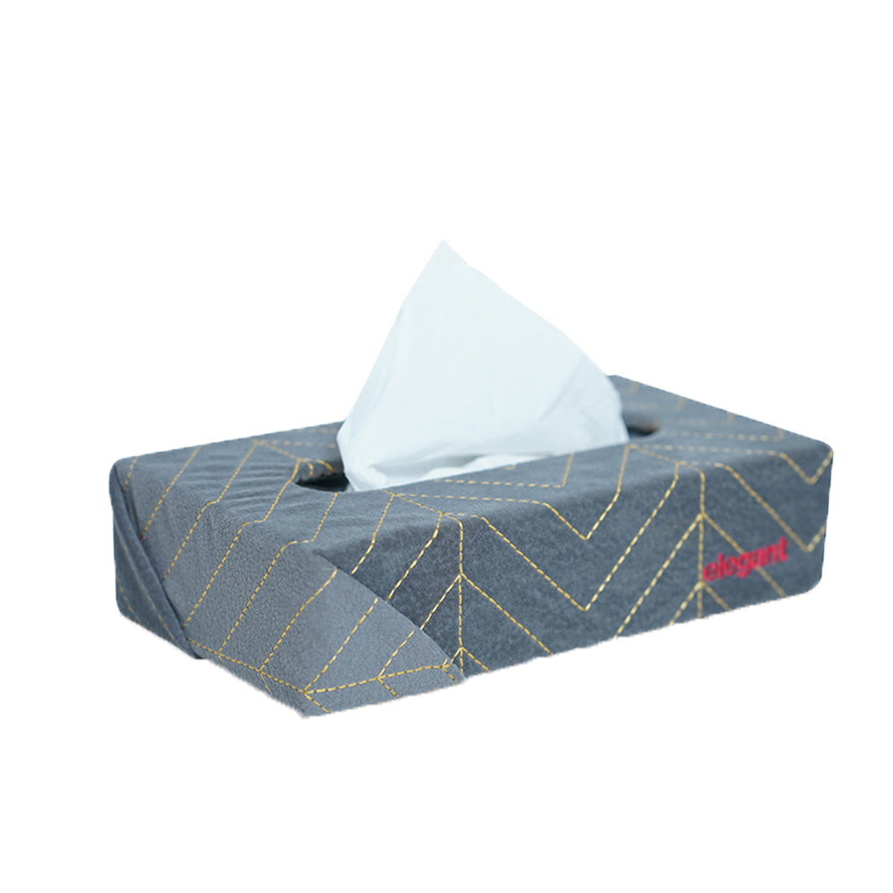 Fabric Tissue Box Grey Line Design CU09 | Elegant Auto Retail