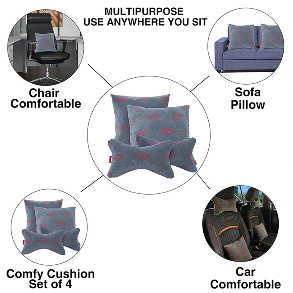 Elegant Car Comfy Pillow And Neck Rest Set of 4 Design CU11 | Elegant Auto Retail