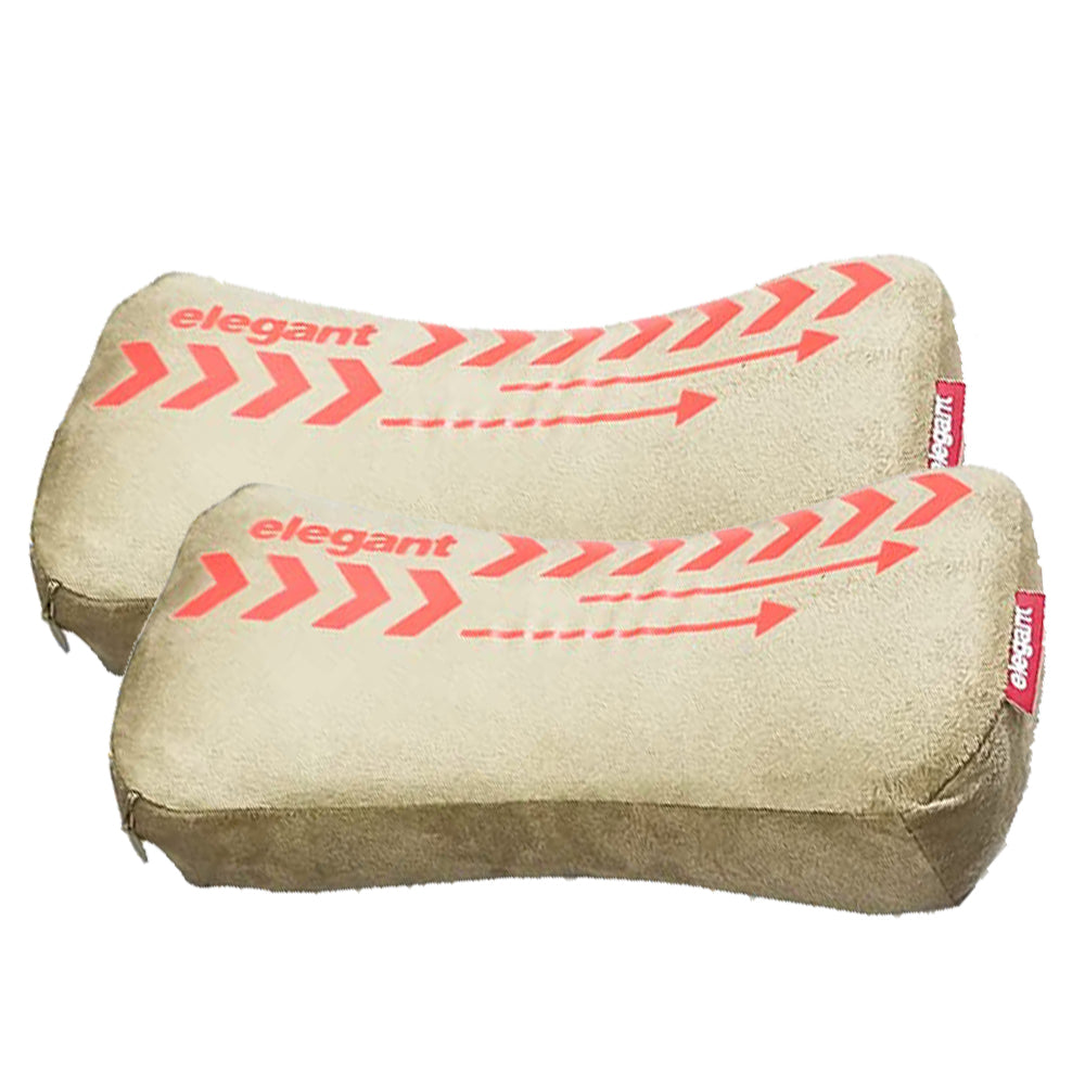 Elegant Arrow Memory Foam Car Neck Support Pillow (Set of 2) In Beige Red | Elegant Auto Retail