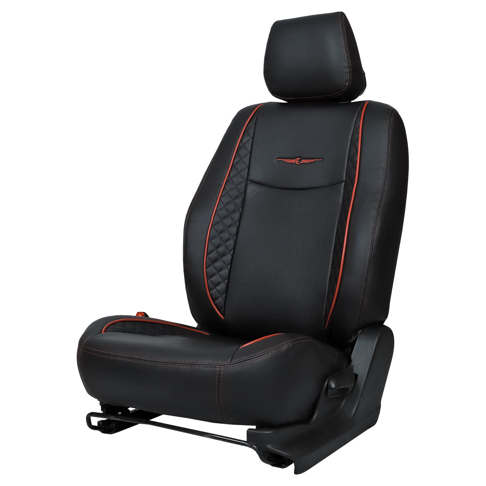 Vogue Cube Art Leather Car Seat Cover For Honda Civic - Black Red | Elegant Auto Retail