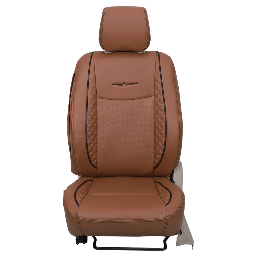 Vogue Cube Art Leather Car Seat Cover For Tata Tigor | in Tan Colour | Elegant Auto Retail
