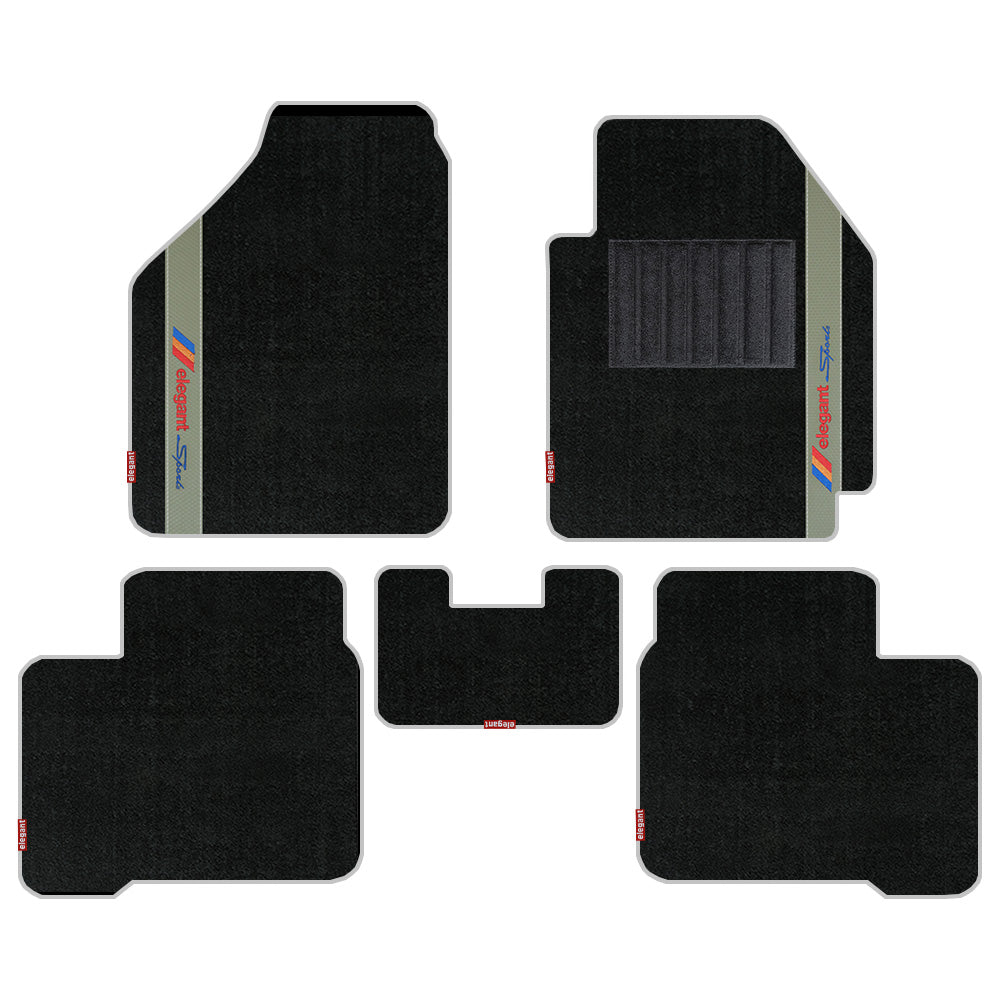 Sports Carpet Car Floor Mat For Maruti Dzire - Black Beige | Elegant Auto Retail