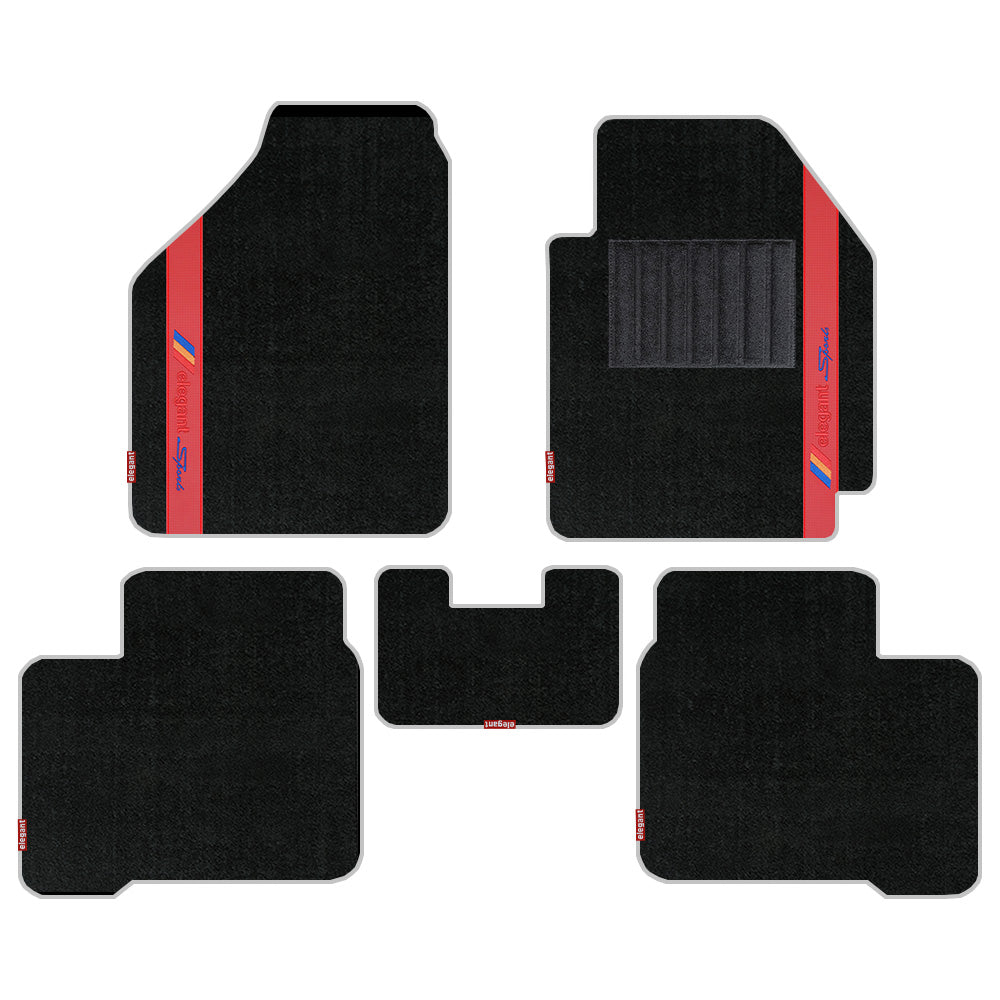 Sports Carpet Car Floor Mat For Maruti Dzire - Black Red | Elegant Auto Retail