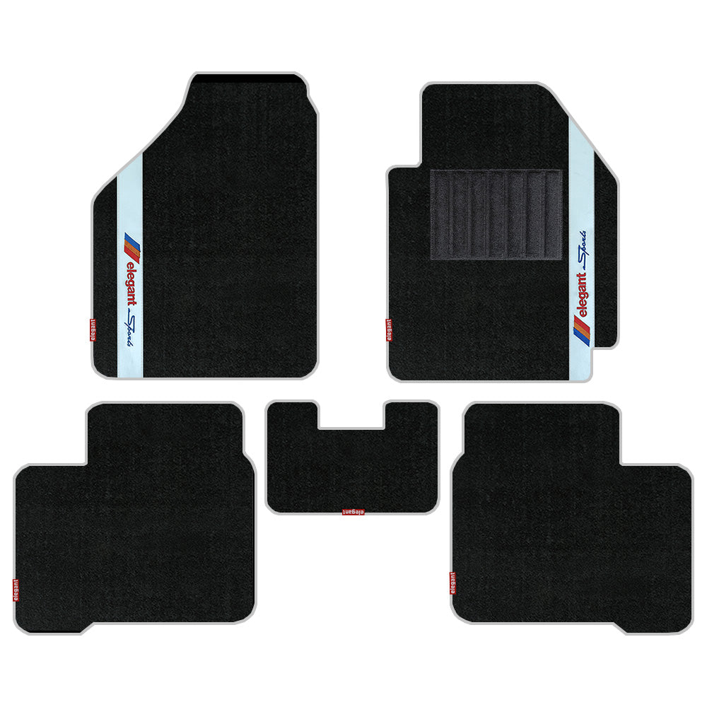 Sports Carpet Car Floor Mat For Maruti Dzire - Black Silver | Elegant Auto Retail