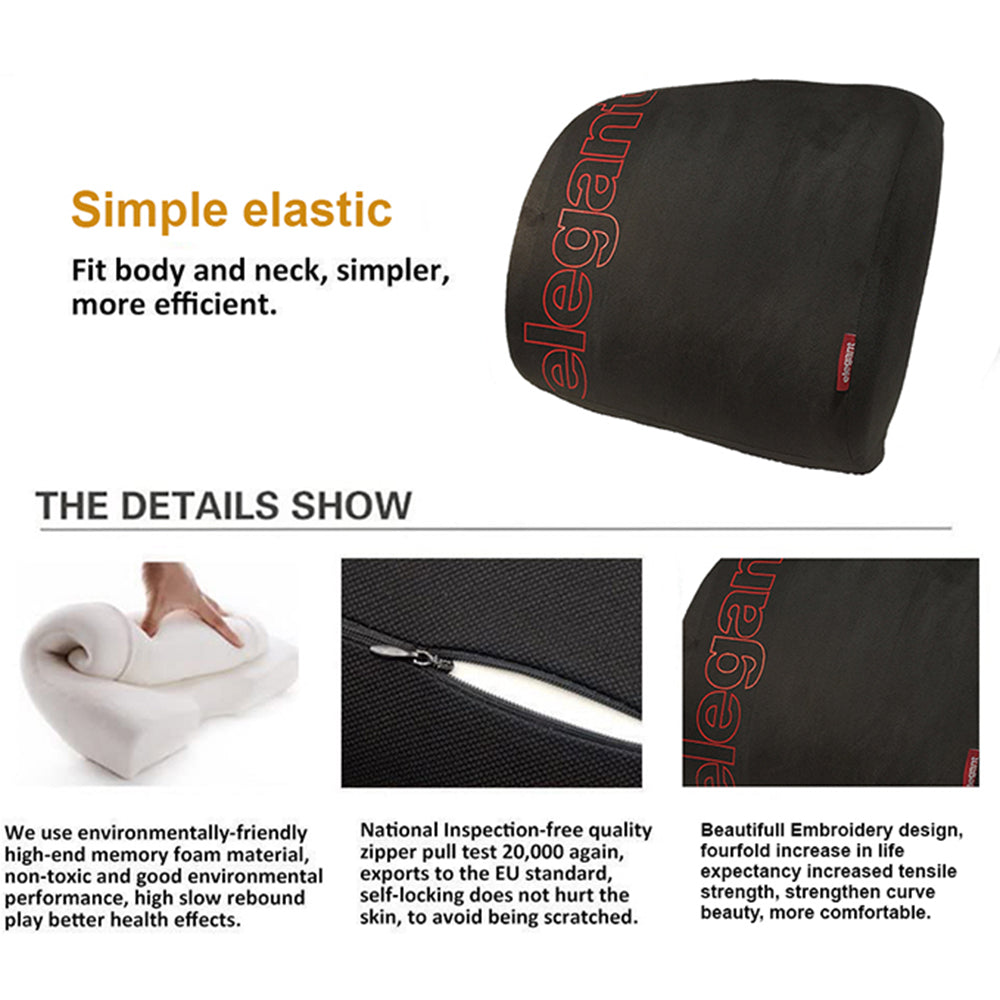 Elegant Active Memory Foam Lumbar Support Back Rest Pillow | Elegant Auto Retail