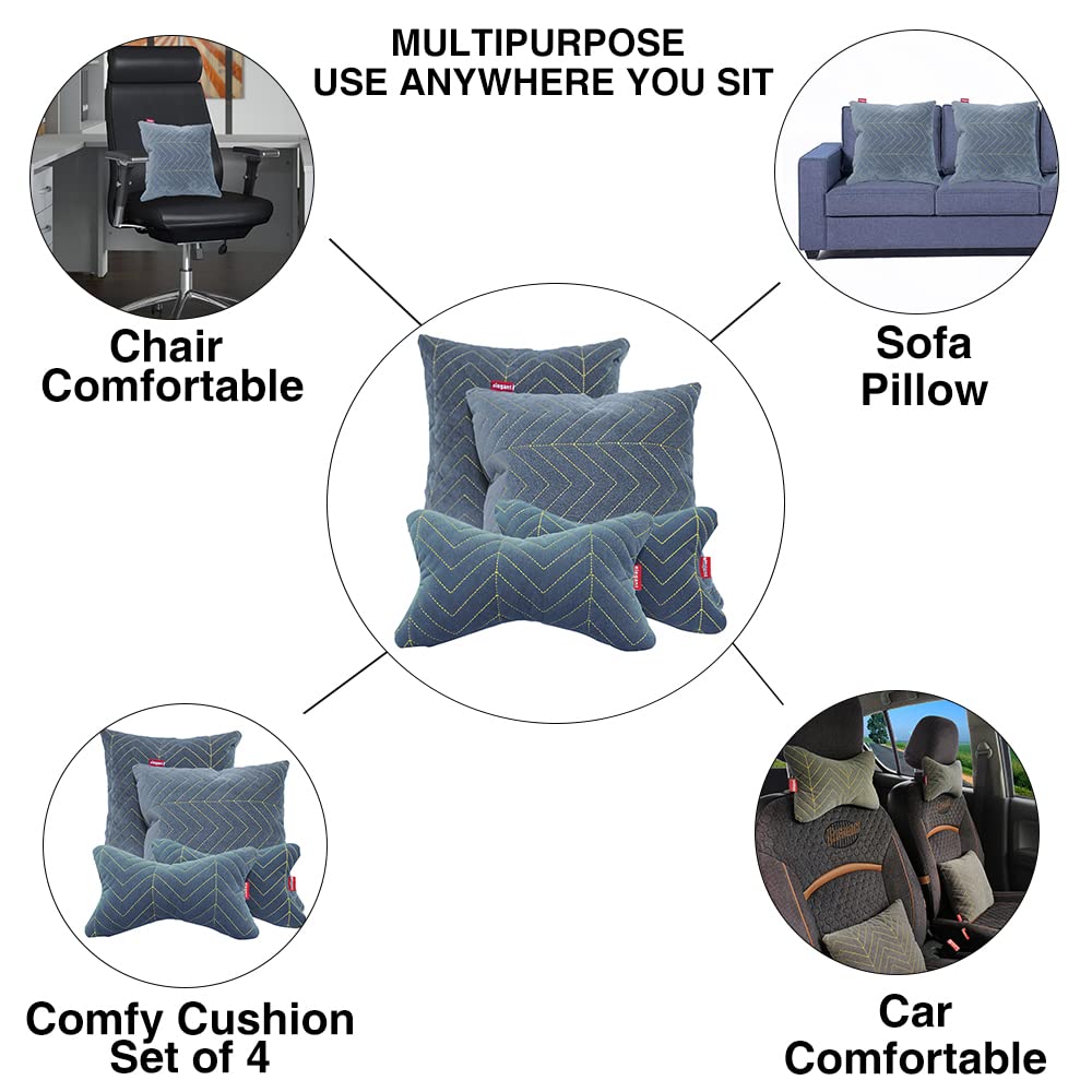 Elegant Car Comfy Pillow And Neck Rest Line Set of 4 Design CU09 | Elegant Auto Retail