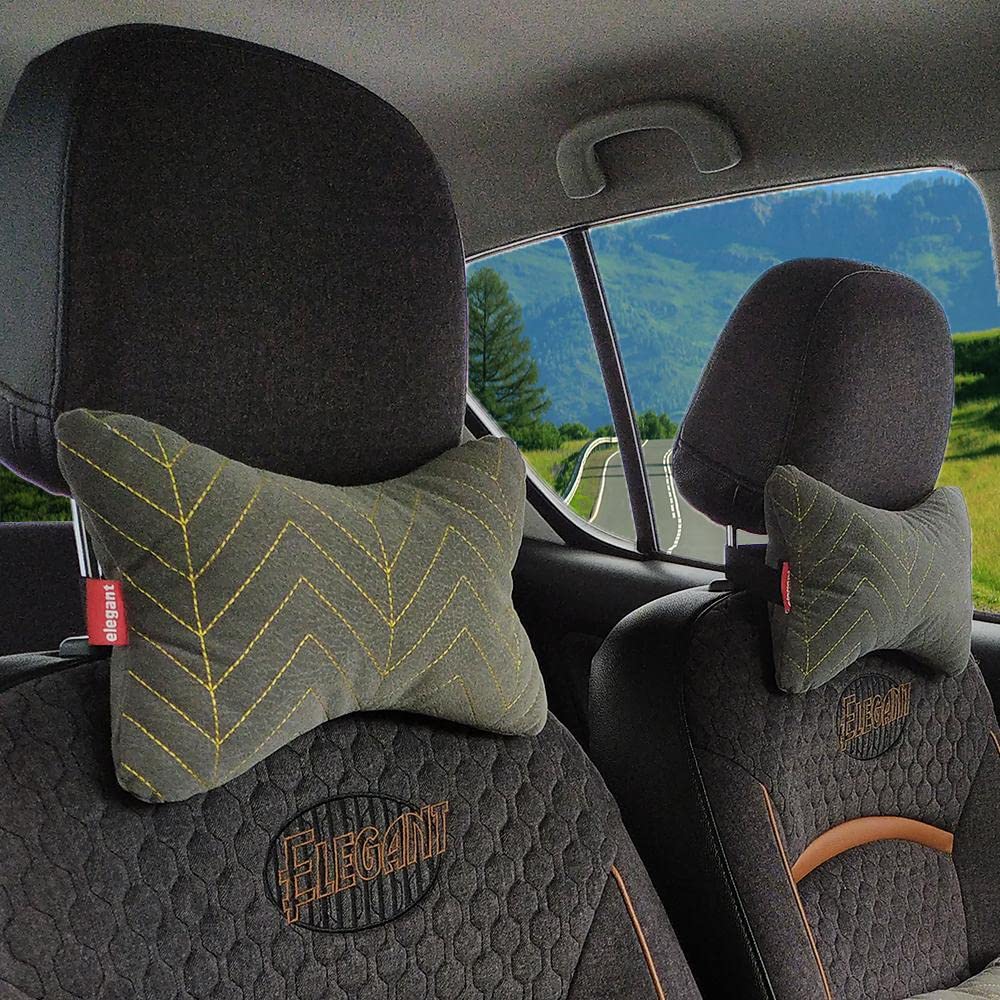 Elegant Comfy Car Neck Rest Pillow Line Design Set of 2 CU09 | Elegant Auto Retail