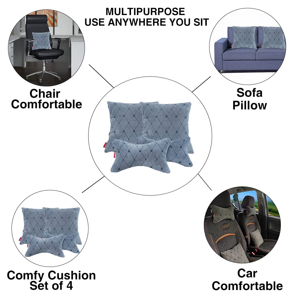 Elegant Car Pillow And Neck Rest E Set of 4 Design CU01 | Elegant Auto Retail