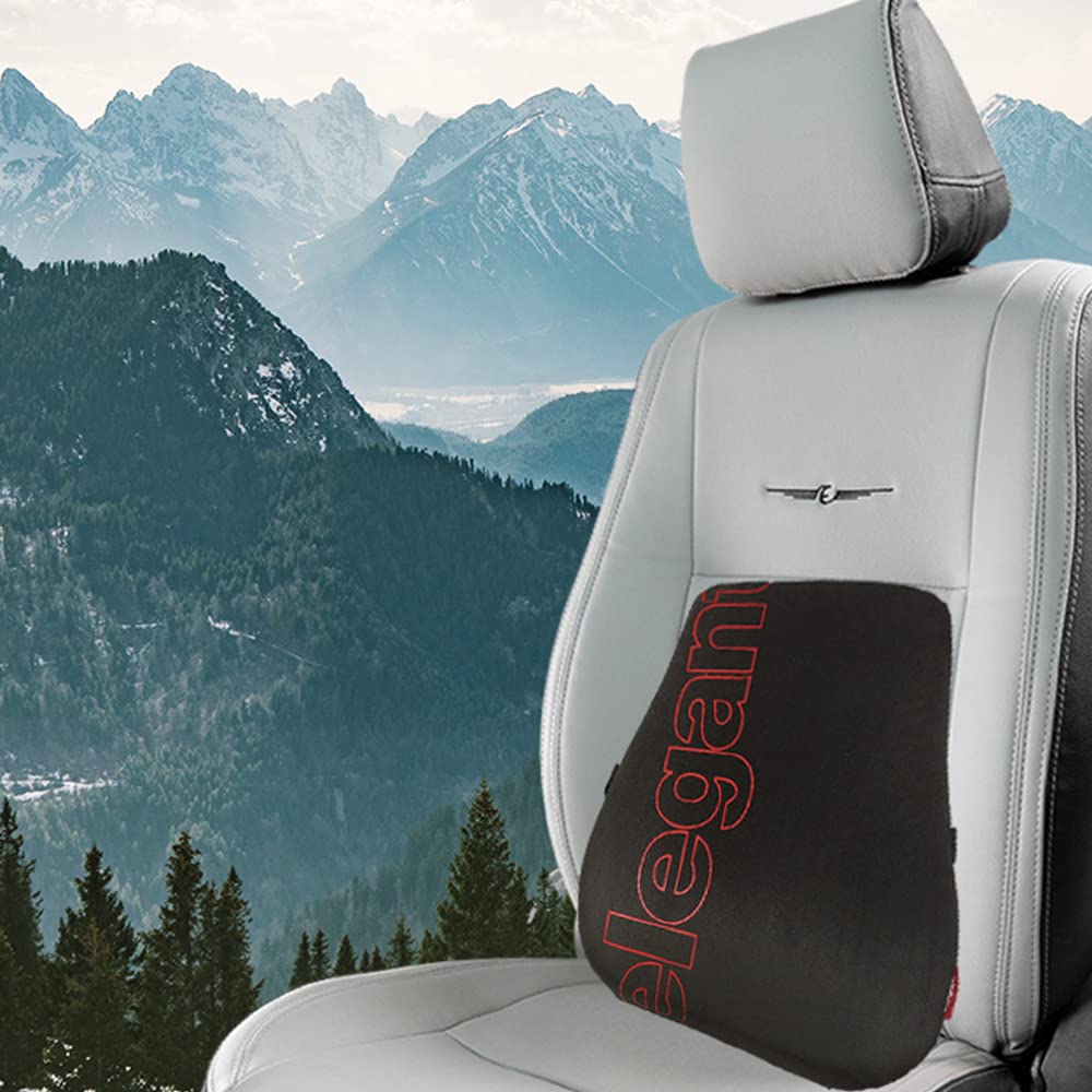 Elegant Memory Foam Slim Full Active Back Rest Support Car Pillow In Black | Elegant Auto Retail