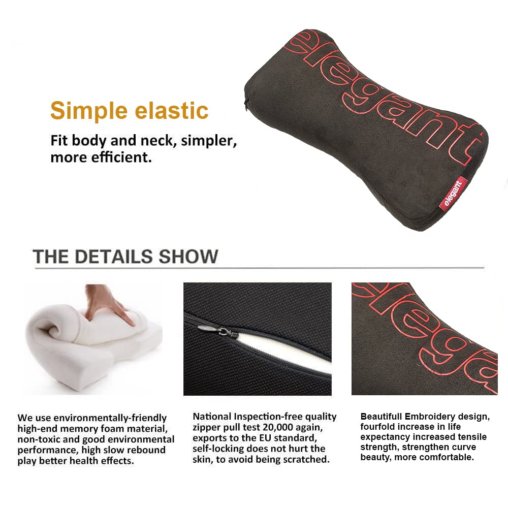 Elegant Memory Foam Car Neck Rest Pillow (Set of 2) In Black | Elegant Auto Retail