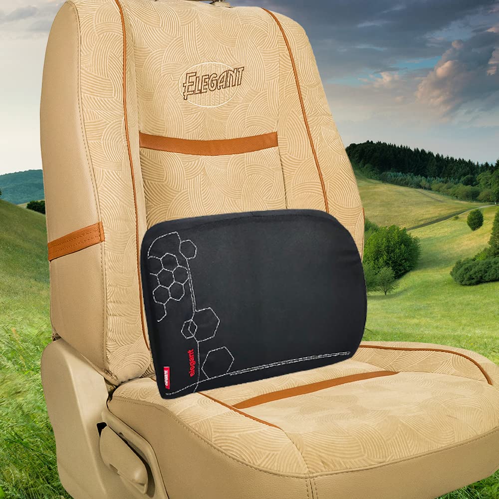Elegant Zig Memory Foam Lumbar Support Back Rest Pillow With Seat (Black)