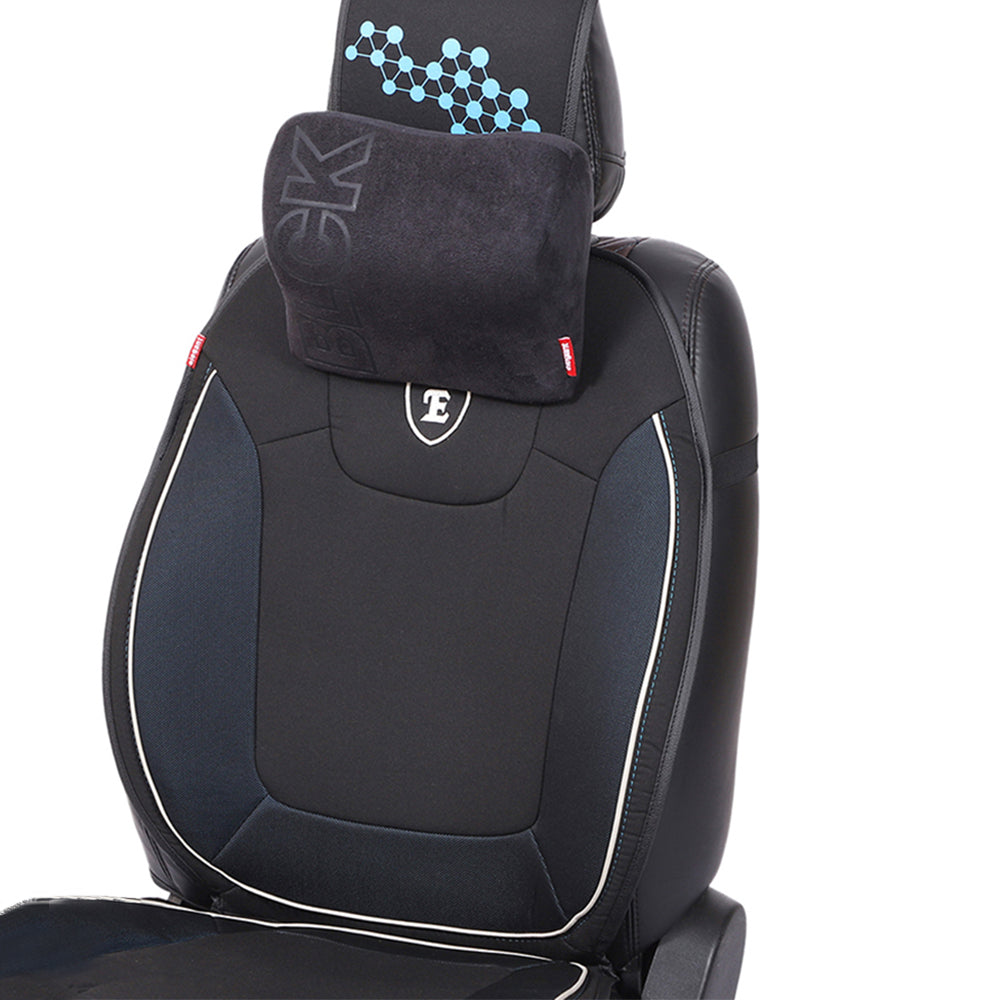 BLCK Memory Foam D-Shape Neck Support Pillow On the Seat - Set of 2 (In Black)