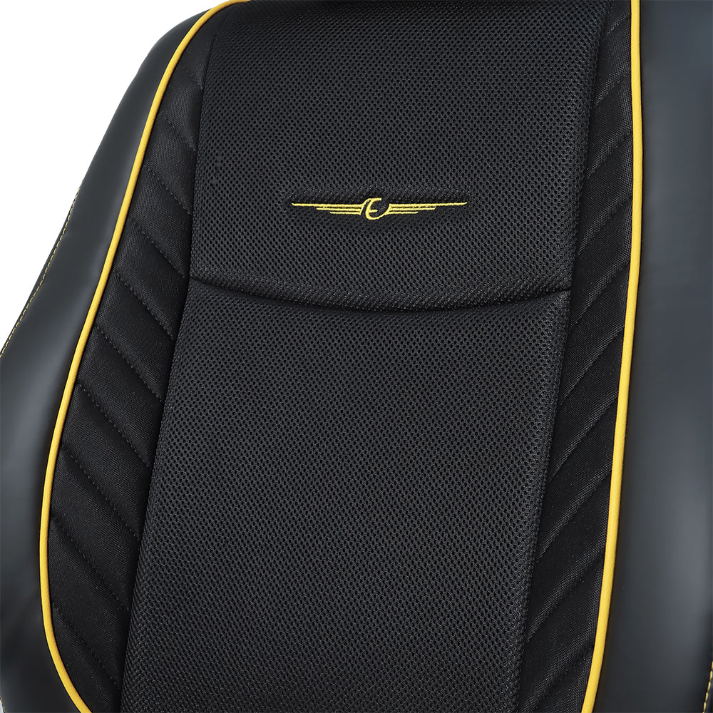 Fresco Drift Fabric Car Seat Cover For Mahindra XUV300 - Black Yellow | Elegant Auto Retail