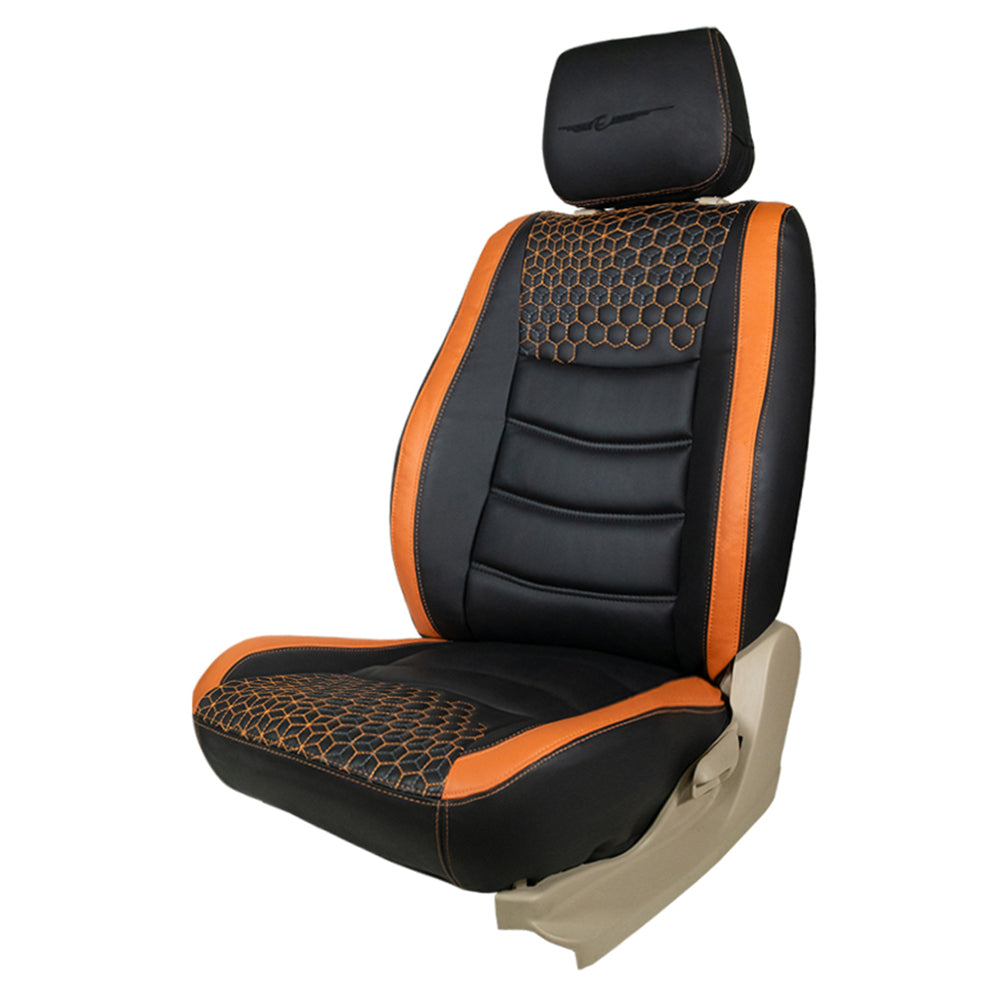 Glory Prism Art Leather Car Seat Cover Black and Orange For Mahindra Scorpio
