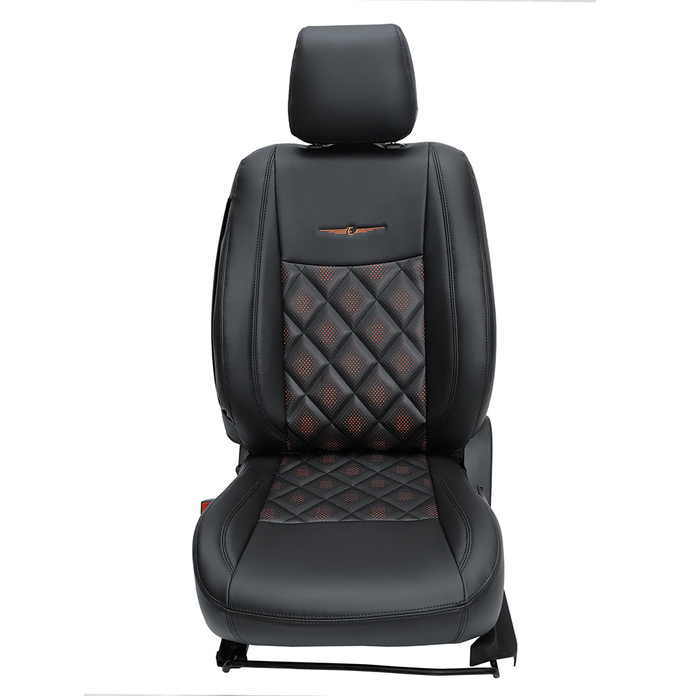 Groovy Nappa PR Art Leather Car Seat Cover For Mahindra Thar
(Black-Orange)! Elegant Auto Retail