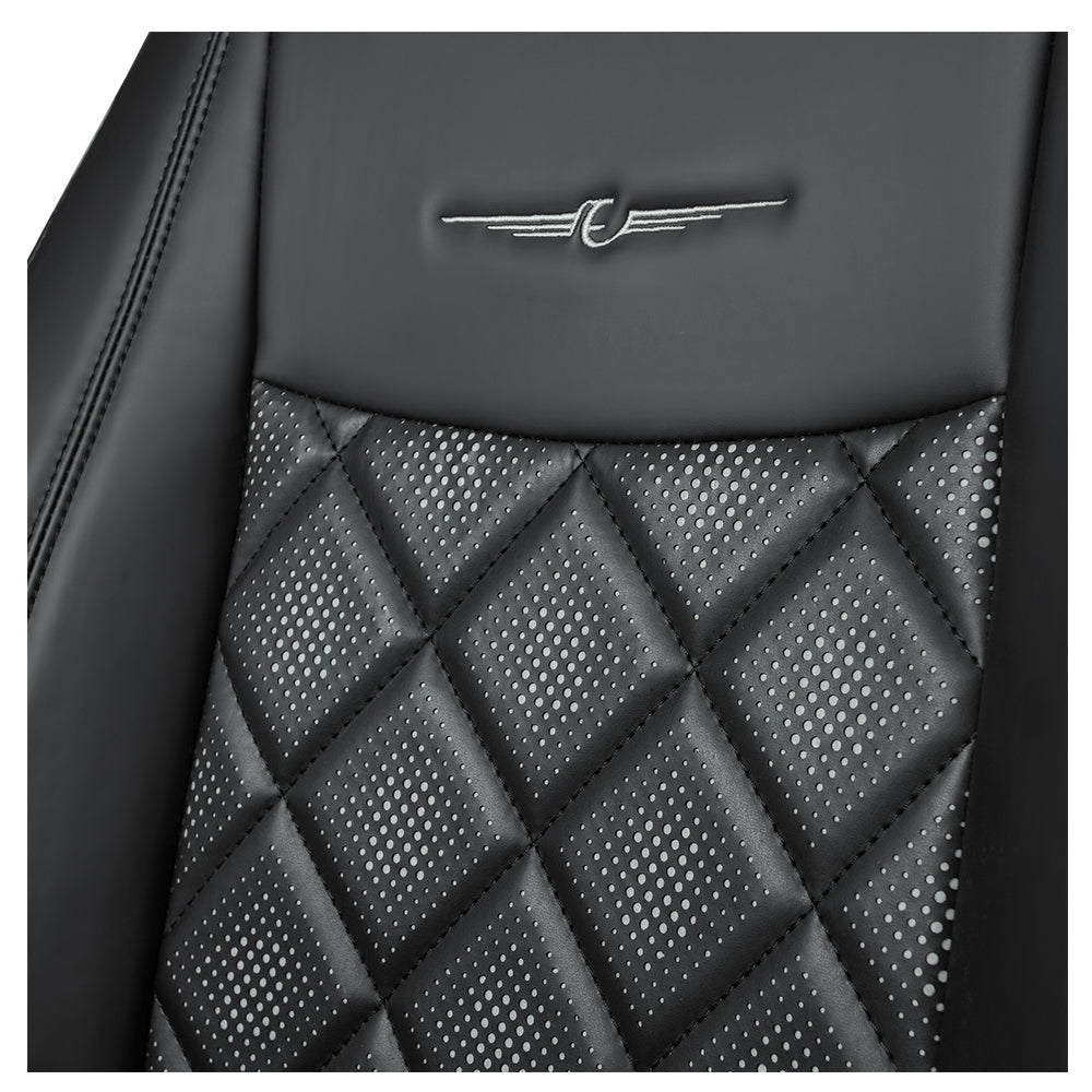 Groovy Nappa PR Art Leather Car Seat Cover For Maruti Dzire - Black White | Elegant Auto Retail