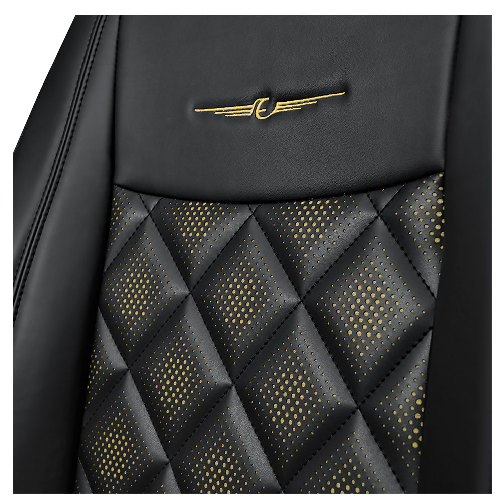 Groovy Nappa PR Art Leather Car Seat Cover For Maruti Dzire - Black Yellow | Elegant Auto Retail