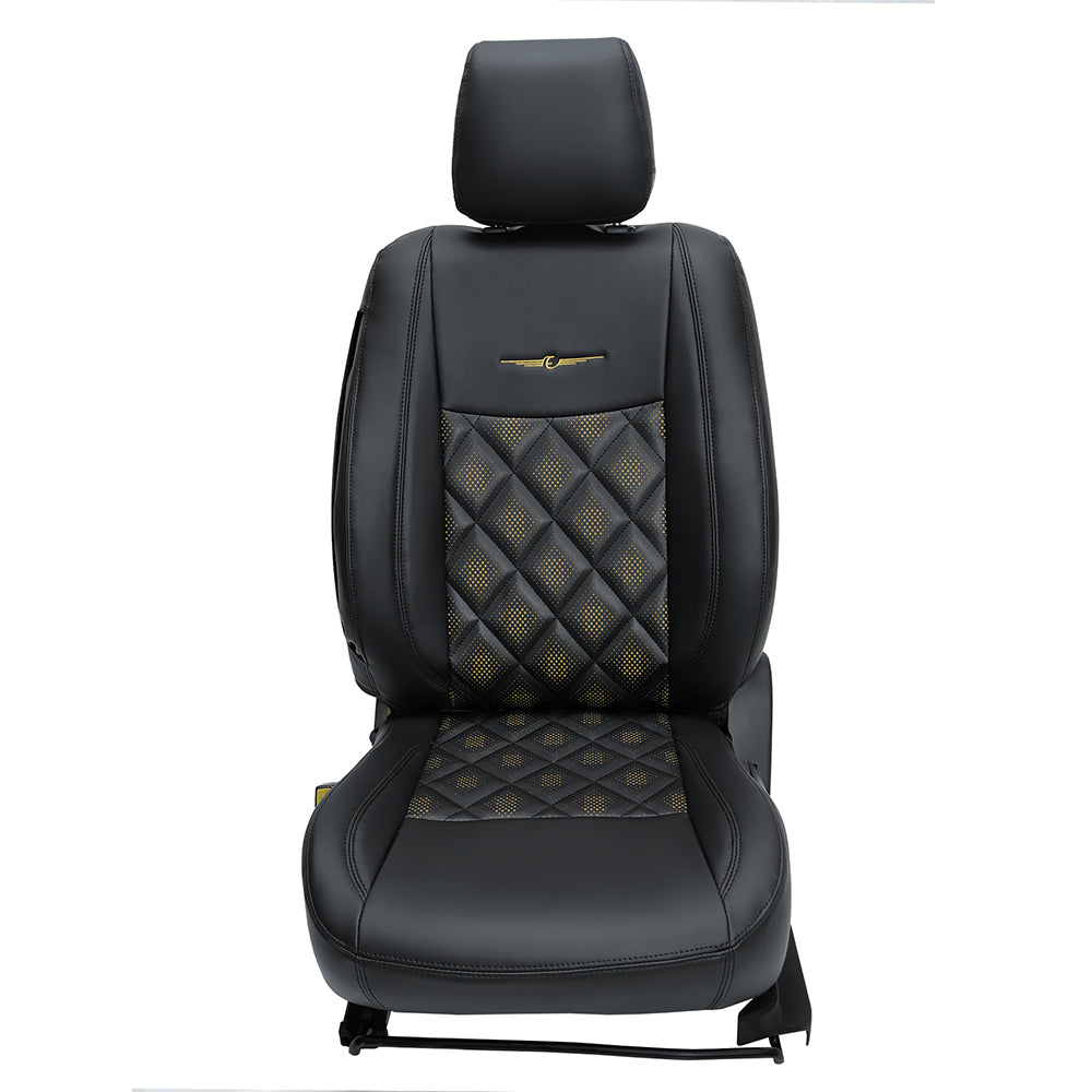 Groovy Nappa PR Art Leather Car Seat Cover For Ford Freestyle - Black Yellow | Elegant Auto Retail