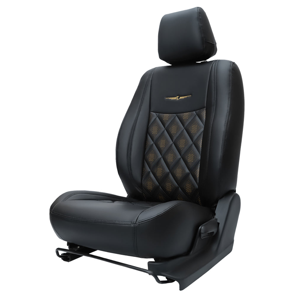 Groovy Nappa PR Art Leather Car Seat Cover For Maruti Dzire - Black Yellow | Elegant Auto Retail