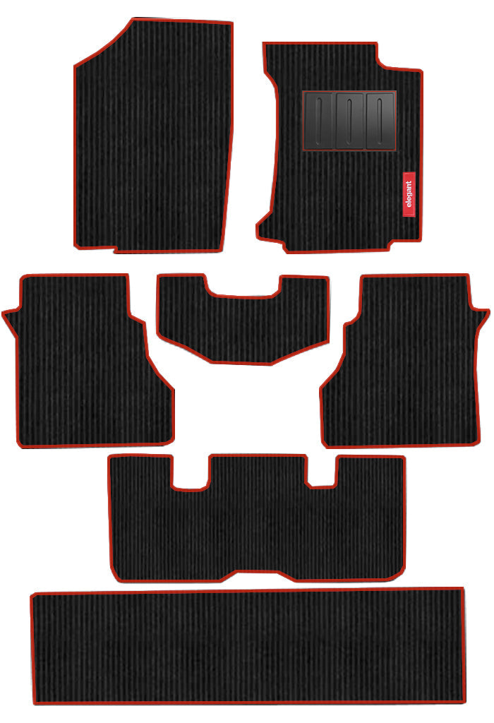 Cord Carpet Car Floor Mat For Kia Carnival - Black Red | Elegant Auto Retail