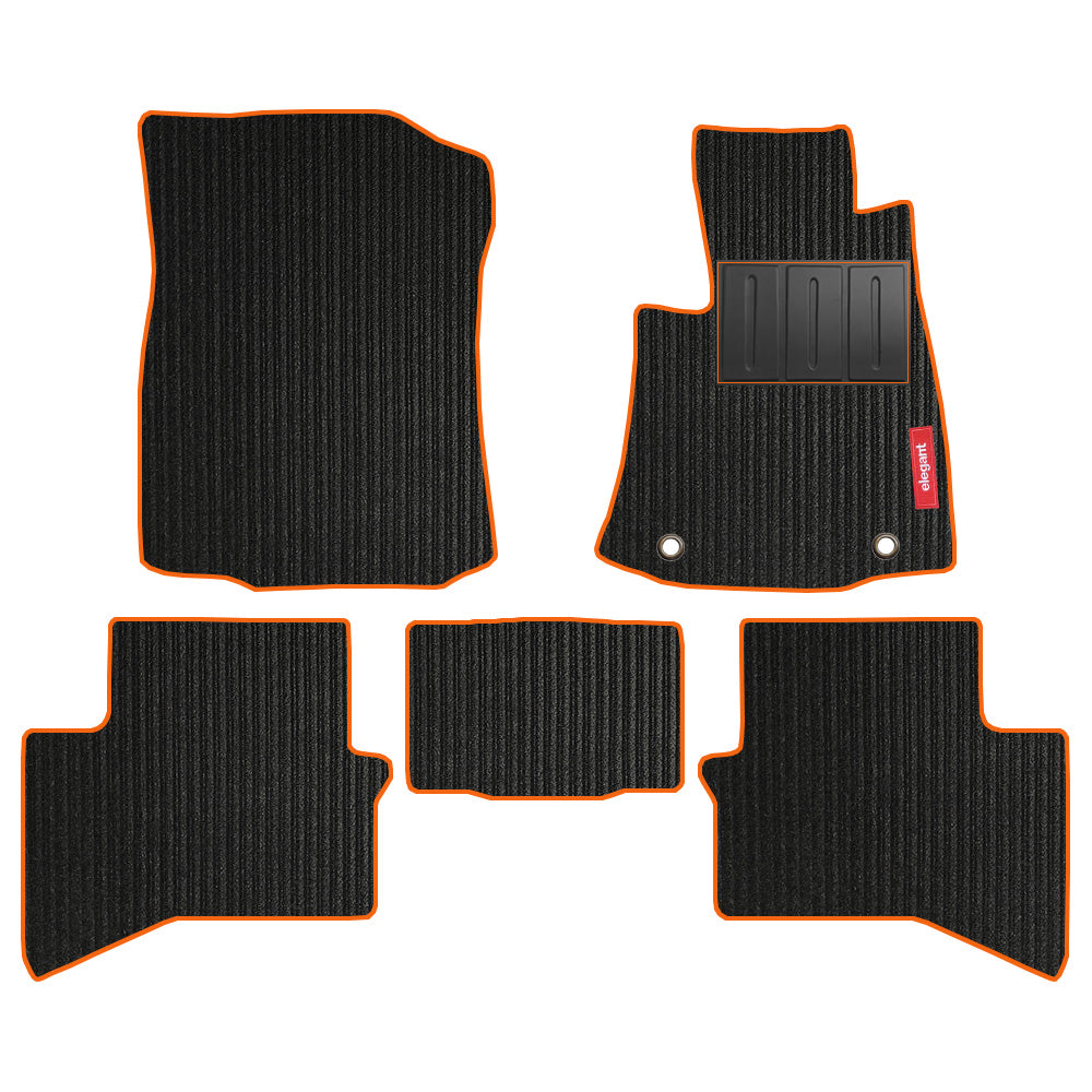 Cord Carpet Car Floor Mat For Toyota Hilux - Black Orange | Elegant Auto Retail