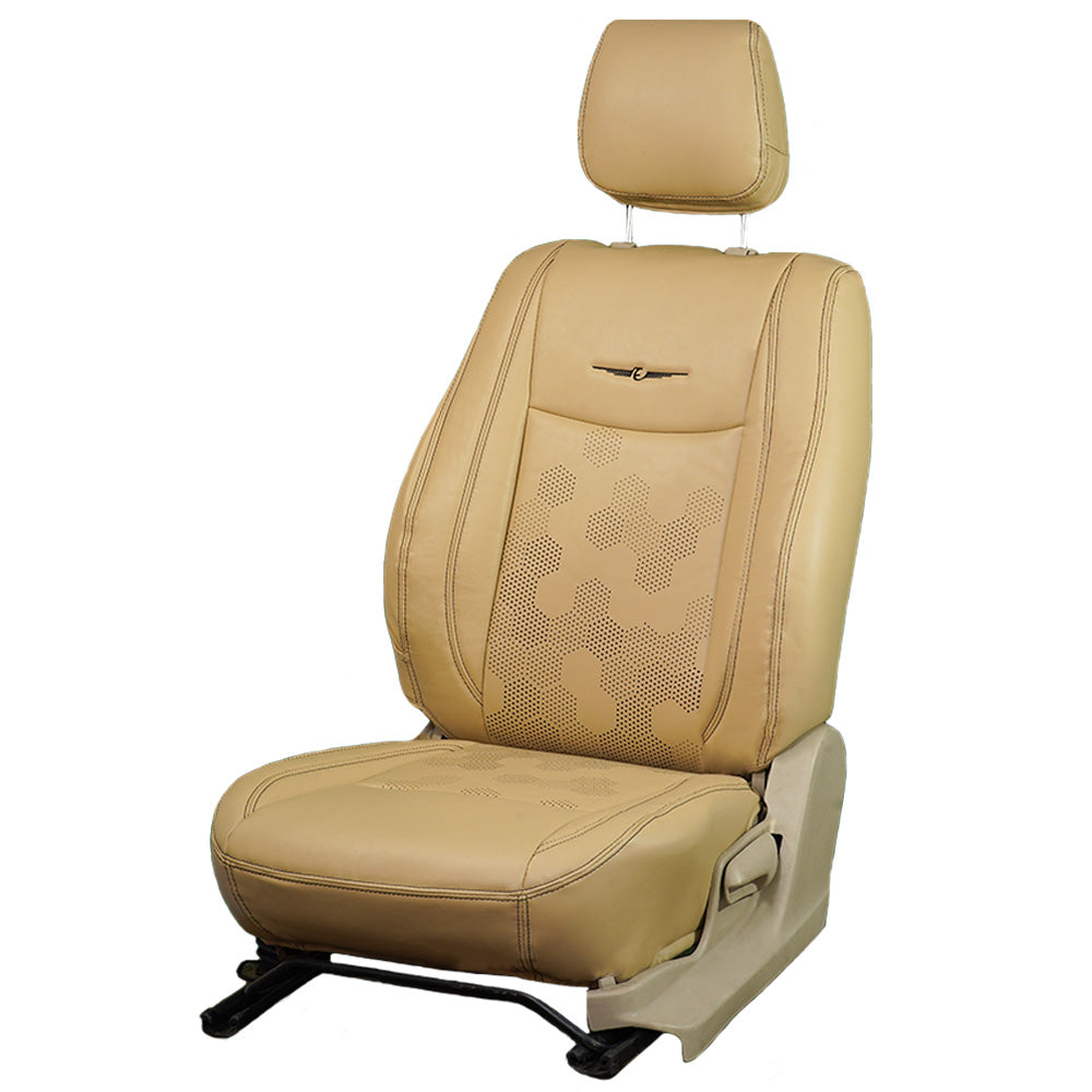 Nappa PR HEX Art Leather Car Seat Cover For Tata Harrier | in Beige Colour | Elegant Auto Retail