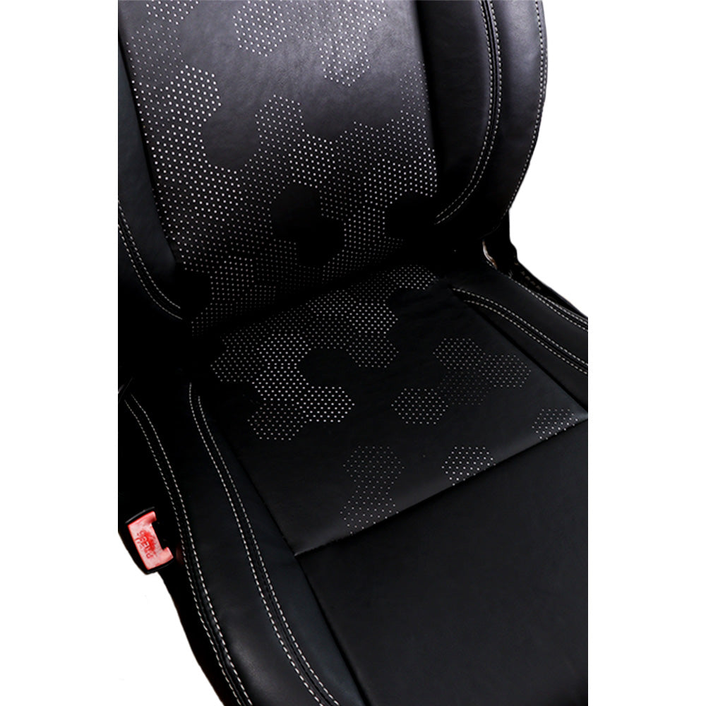 Nappa PR HEX Art Leather Car Seat Cover For Tata Punch (HaxBlack-White)! Elegant Auto Retail